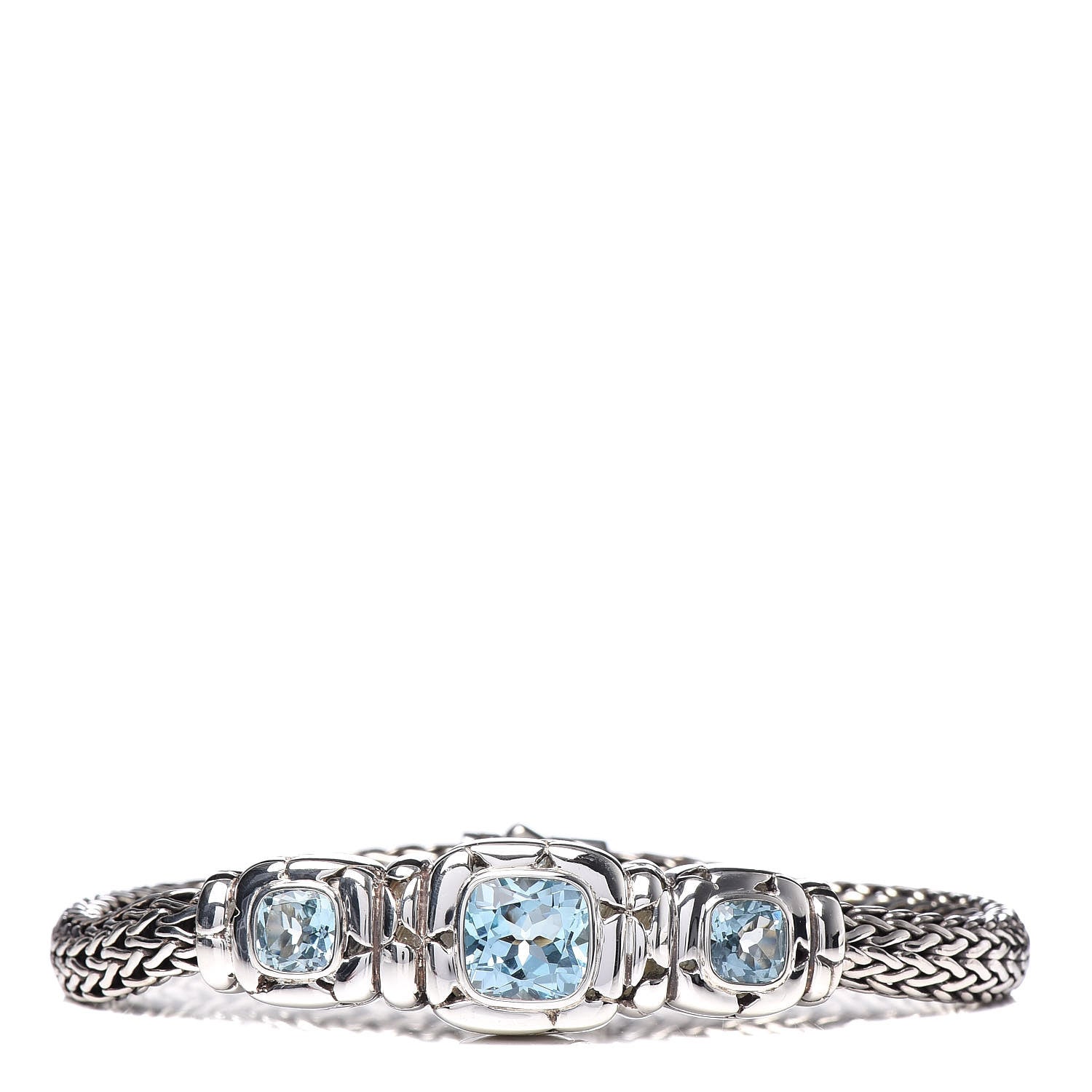 John Hardy Sterling Silver Blue Topaz Batu Kali Bracelet 1 of 5