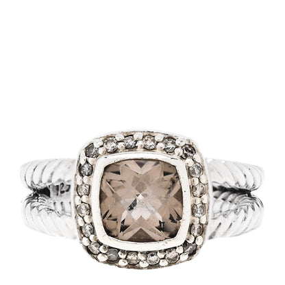 David Yurman Sterling Silver Diamond Smoky Quartz 7mm Petite Albion Ring 50 5.25 1 of 5