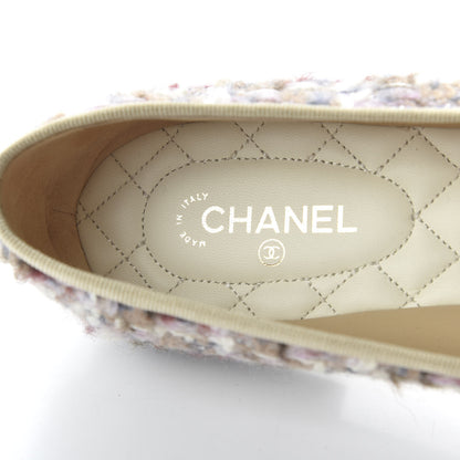 Chanel Tweed Cap Toe Ballerina Flats 41 Pink Beige Black 7 of 9