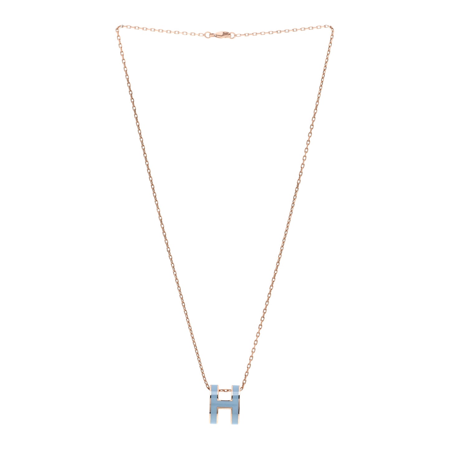 Lacquered Rose Gold Pop H Pendant Necklace Bleu Pastel