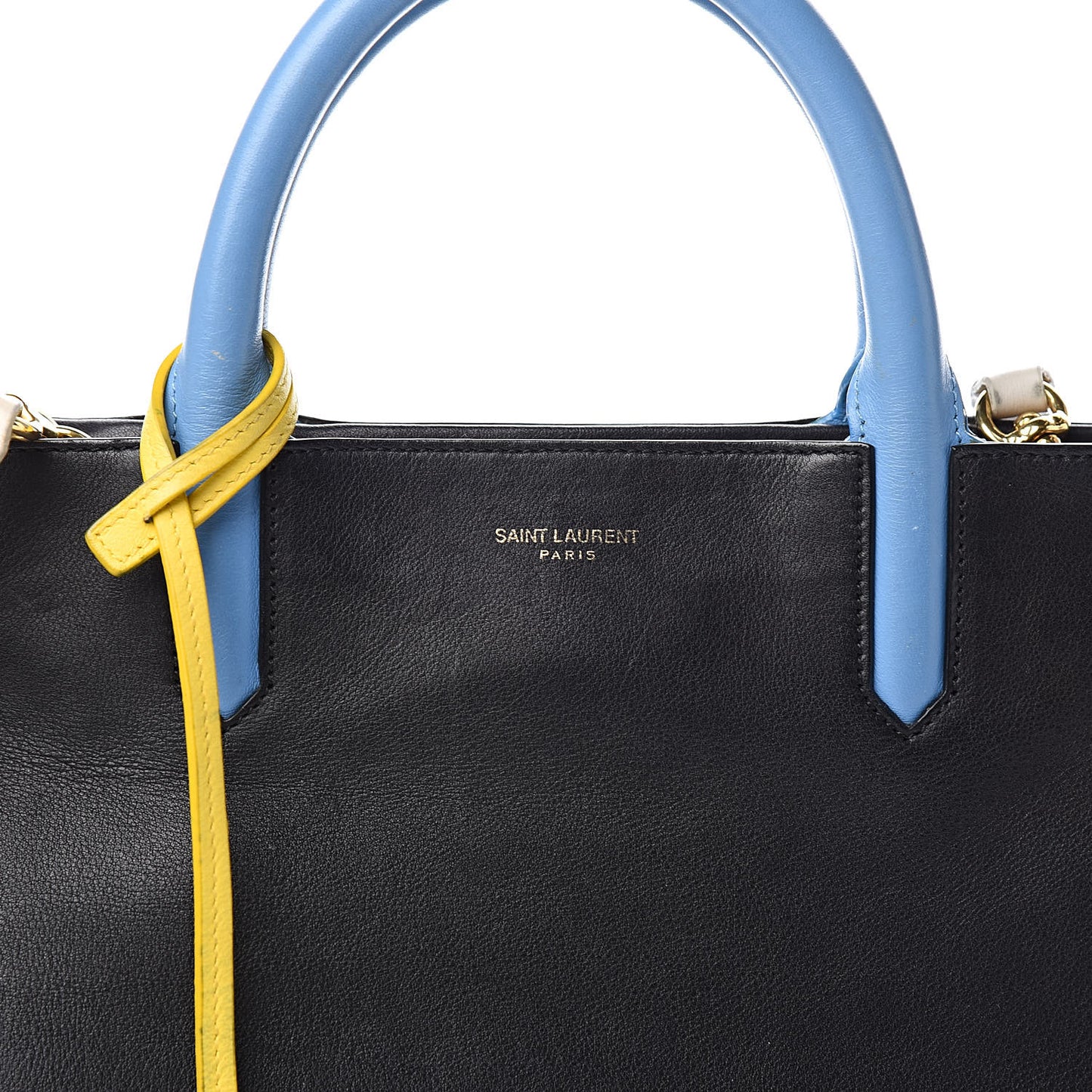 Calfskin Small Cabas Rive Gauche Bag Black Red Yellow White