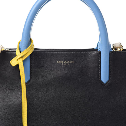 Saint Laurent Calfskin Small Cabas Rive Gauche Bag Black Red Yellow White 14 of 14
