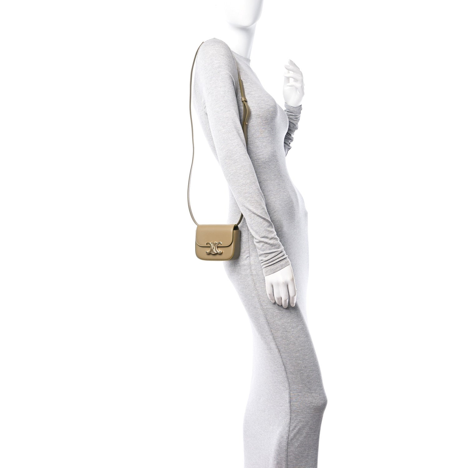 Celine Shiny Calfskin Mini Triomphe Olive 2 of 9