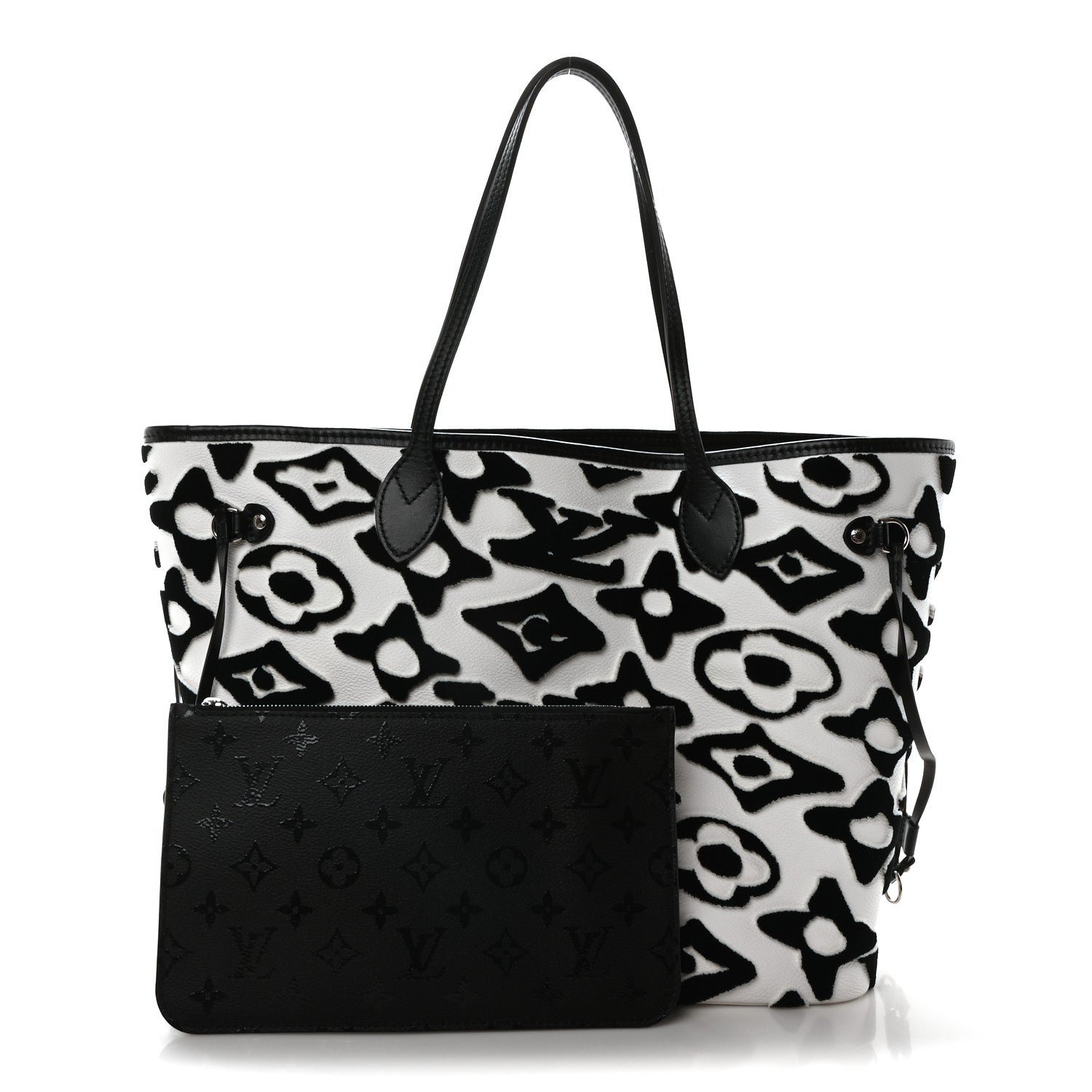 Louis Vuitton X UF Tufted Monogram Neverfull MM Black White 3 of 10