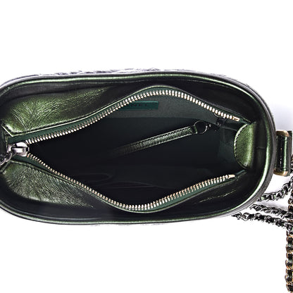 Chanel Metallic Calfskin Chevron Quilted Small Gabrielle Hobo Green 6 of 12
