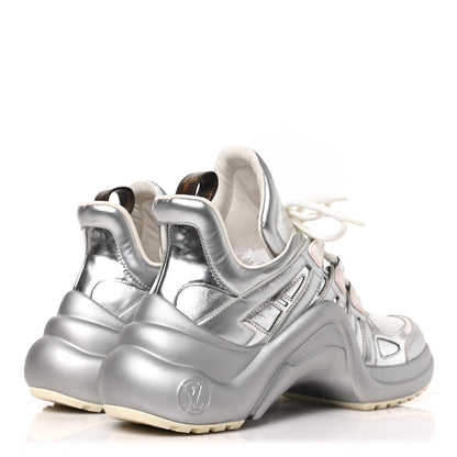 Louis Vuitton Metallic Calfskin Technical Nylon LV Archlight Sneakers 39 Silver 7 of 12