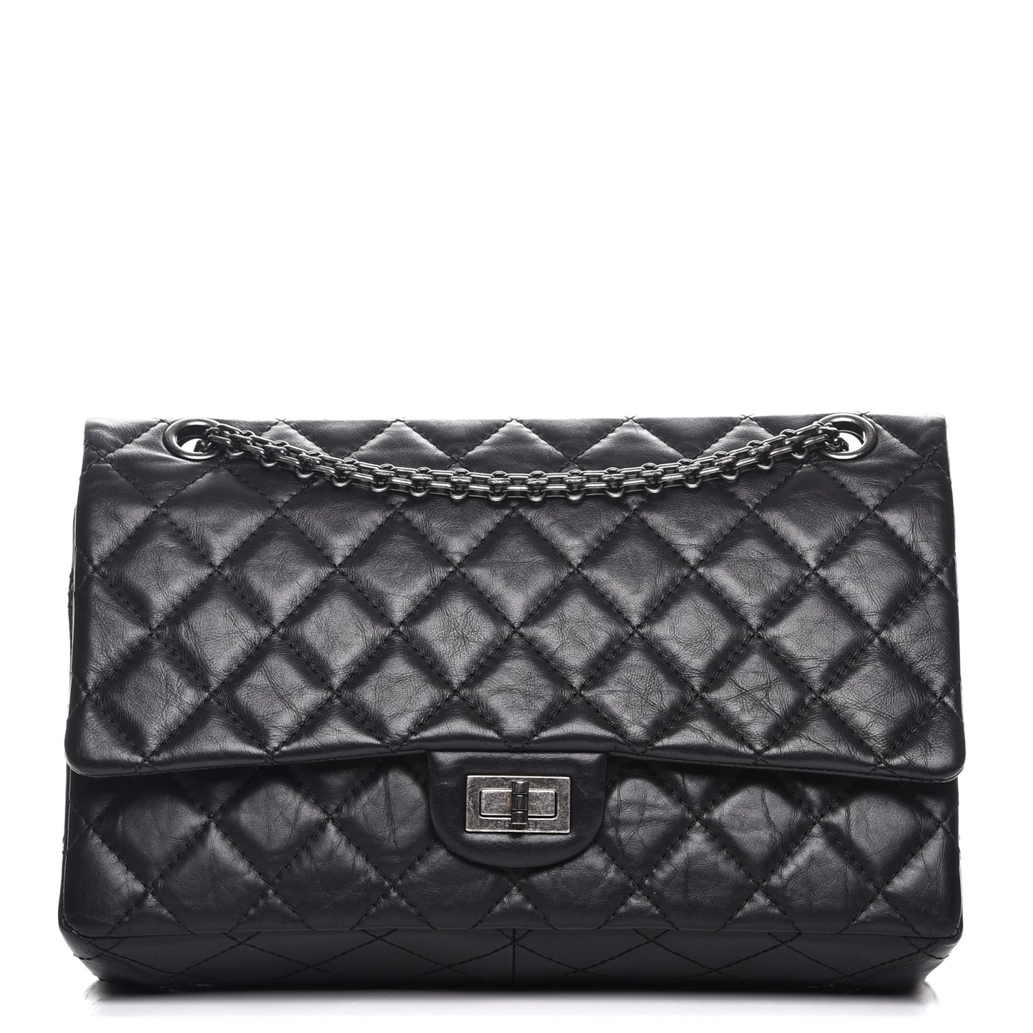 Aged Calfskin Quilted 2.55 Reissue 226 Flap Black
