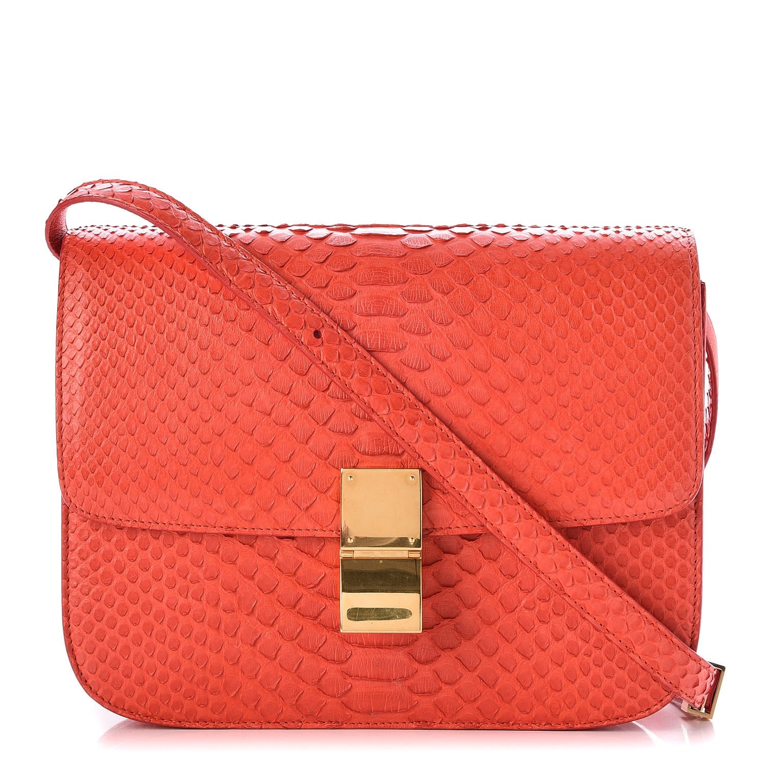 Celine Python Medium Classic Box Flap Bag Red 1 of 12