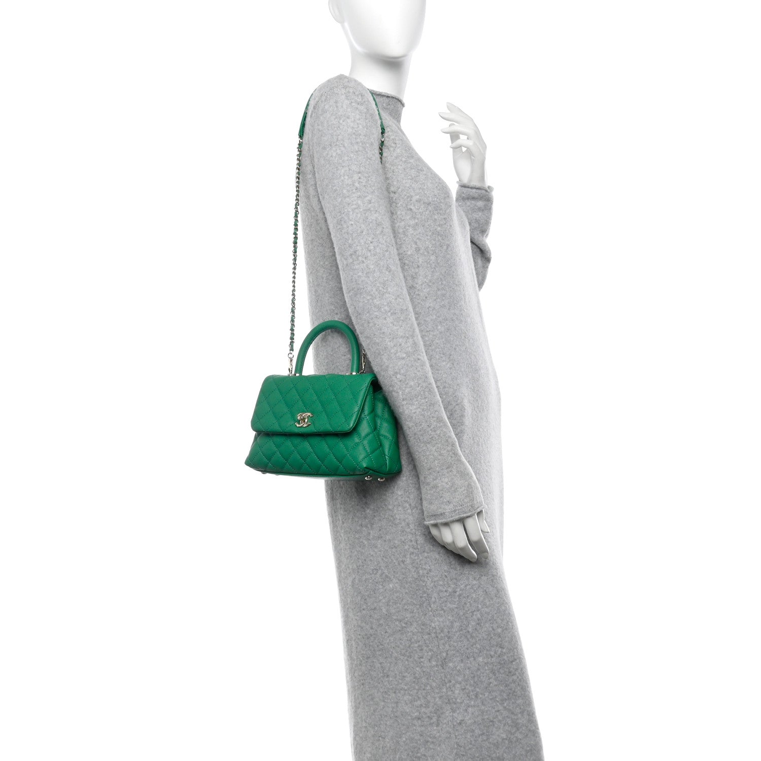 Chanel Caviar Quilted Mini Coco Handle Flap Green 2 of 11