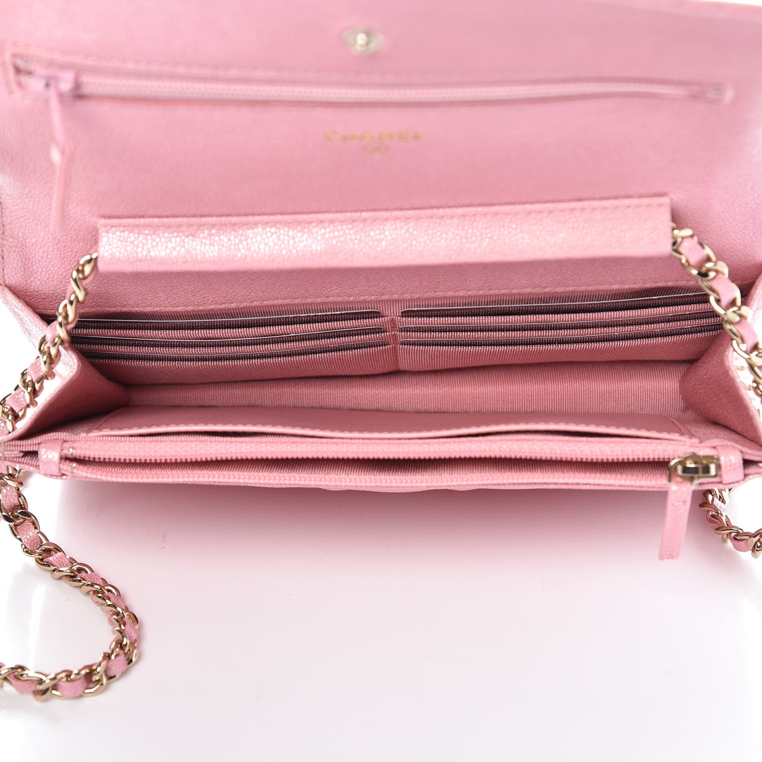 Chanel Iridescent Caviar Quilted Wallet on Chain WOC Rose Pink 5 of 11
