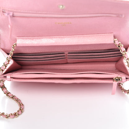 Chanel Iridescent Caviar Quilted Wallet on Chain WOC Rose Pink 5 of 11
