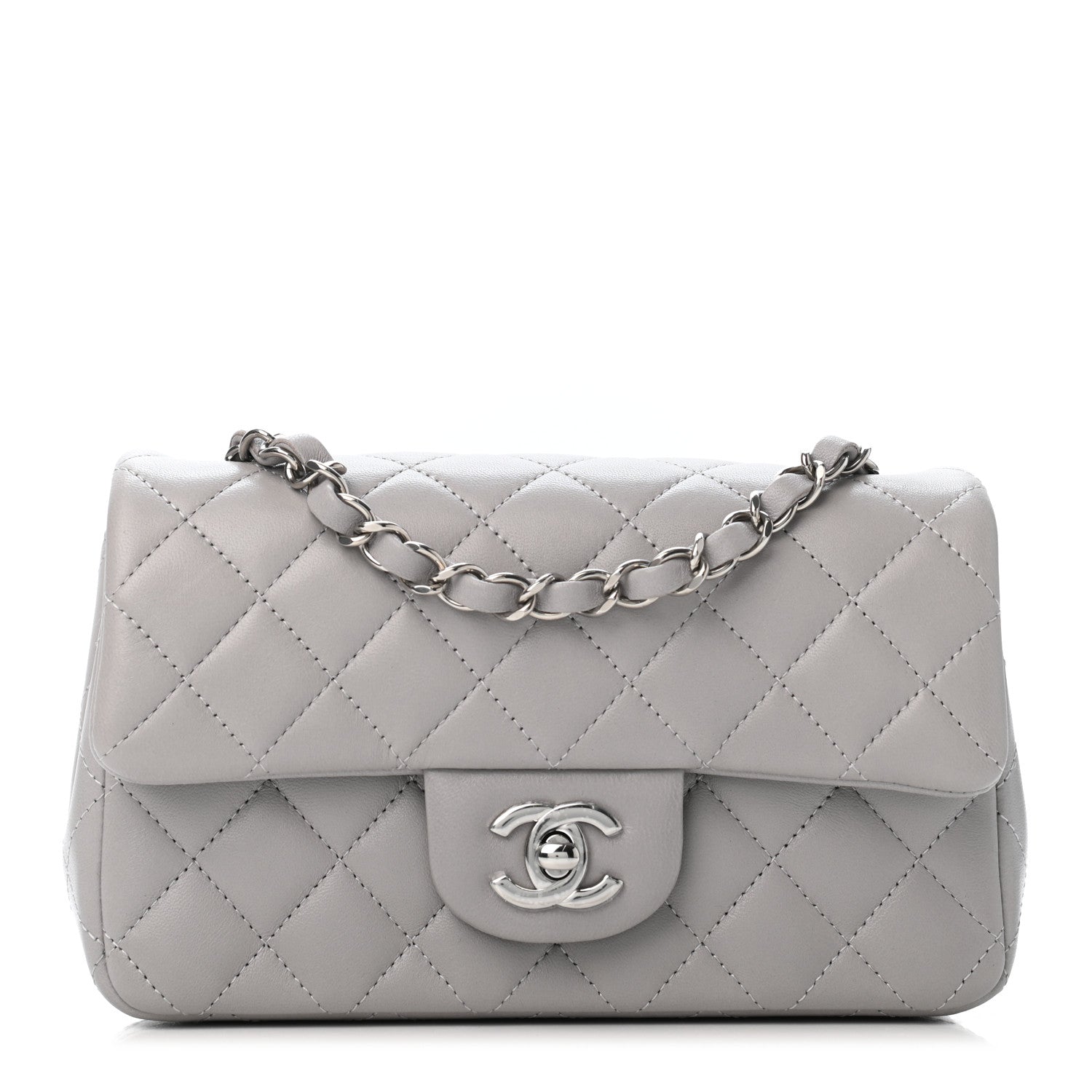 Chanel Lambskin Quilted Mini Rectangular Flap Grey 1 of 4