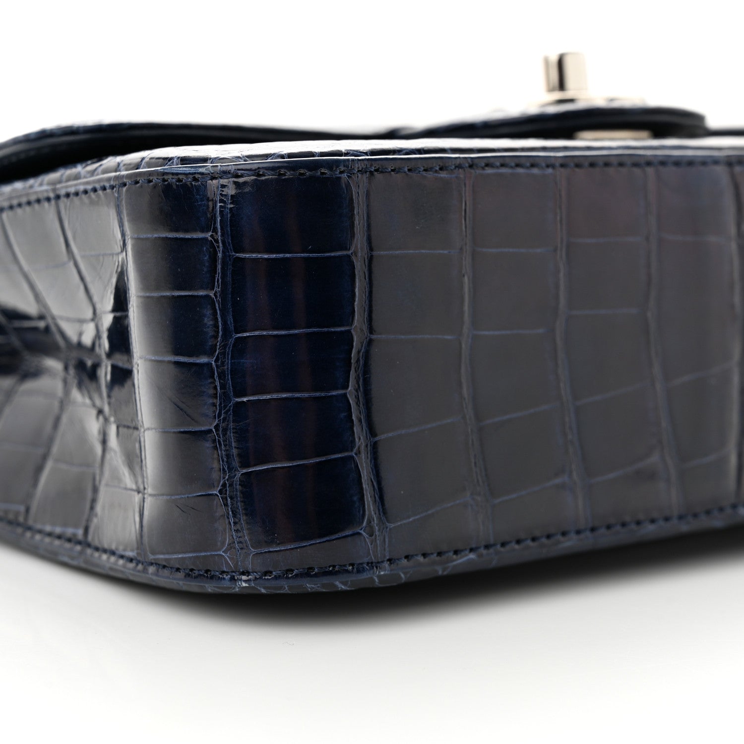 Chanel Shiny Alligator Mini Rectangular Flap Blue 9 of 10