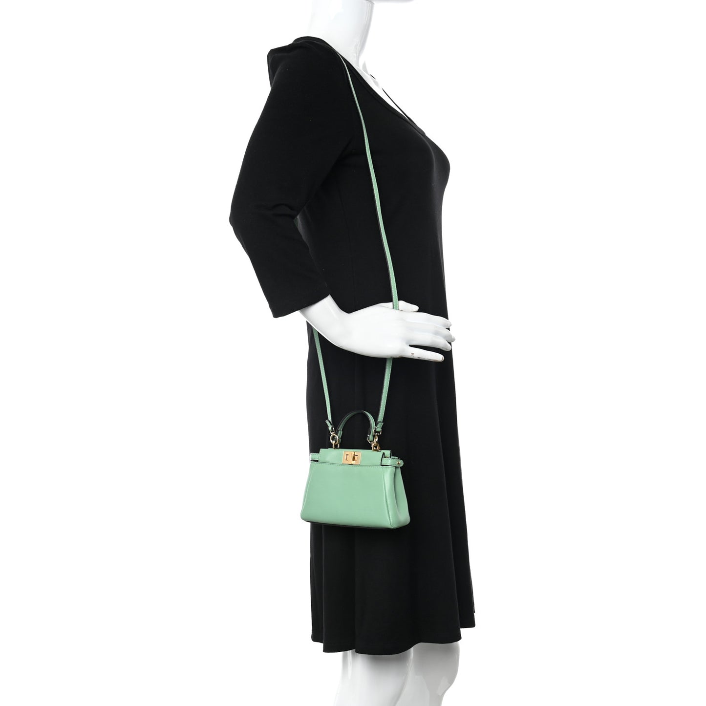 Shiny Nappa Micro Peekaboo Iconic Satchel Verde Acqua