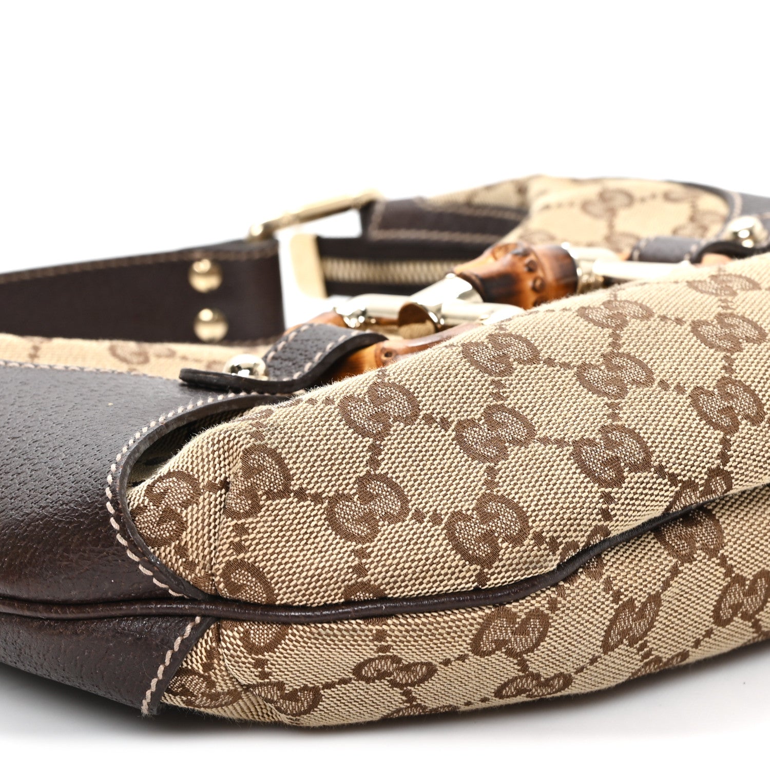 Gucci Monogram Bamboo Horsebit Amalfi Hobo Brown 9 of 11