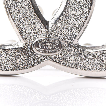 Chanel Pearl Crystal CC Snow Palace Brooch Silver 4 of 5