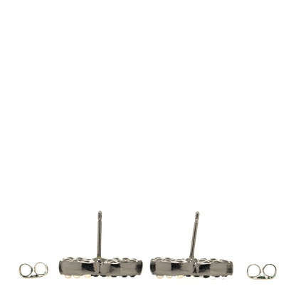 Chanel Crystal Pearl CC Stud Earrings Black Silver 3 of 4