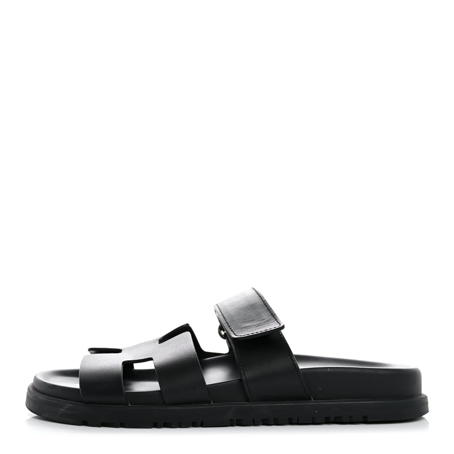 Hermes Calfskin Womens Chypre Sandals 35 Black 1 of 12