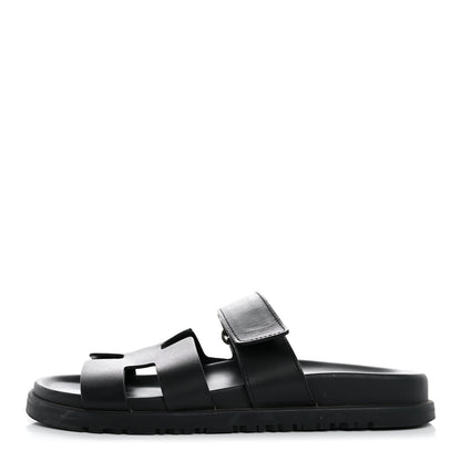 Hermes Calfskin Womens Chypre Sandals 35 Black 1 of 12