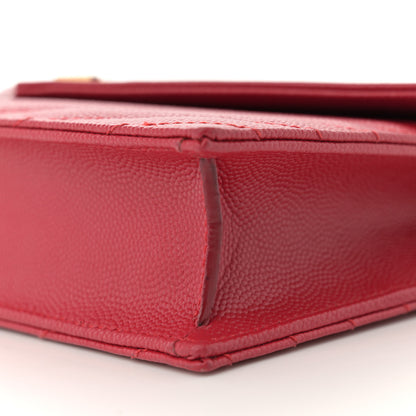 Saint Laurent Grain De Poudre Matelasse Chevron Monogram Envelope Chain Wallet New Red 10 of 13