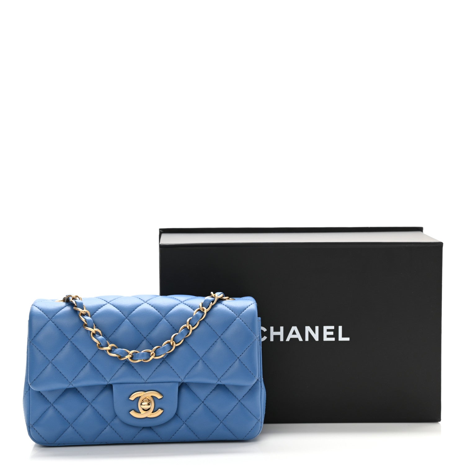 Chanel Lambskin Quilted Mini Rectangular Flap Blue 11 of 11