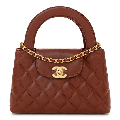 Chanel Shiny Aged Calfskin Quilted Nano Kelly Shopper Brown 1 of 11