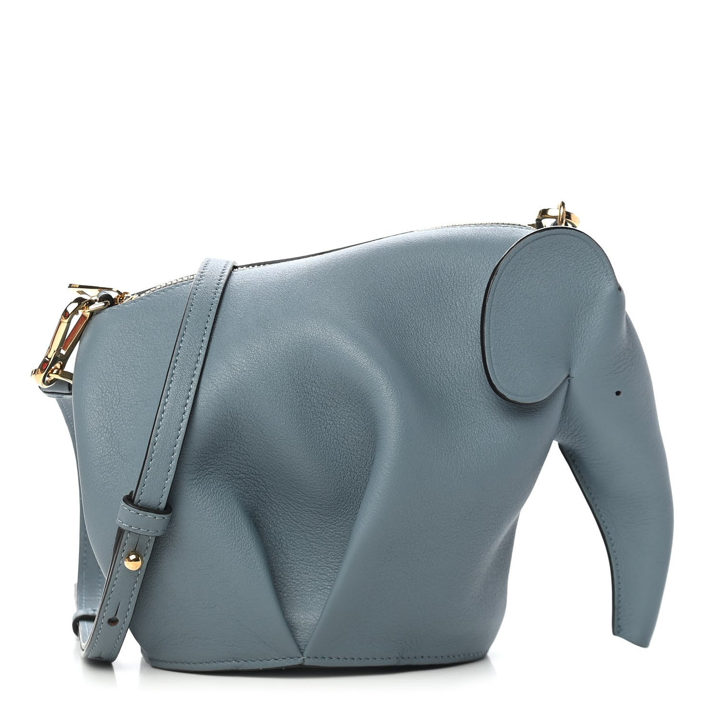 Calfskin Mini Elephant Crossbody Bag Stone Blue