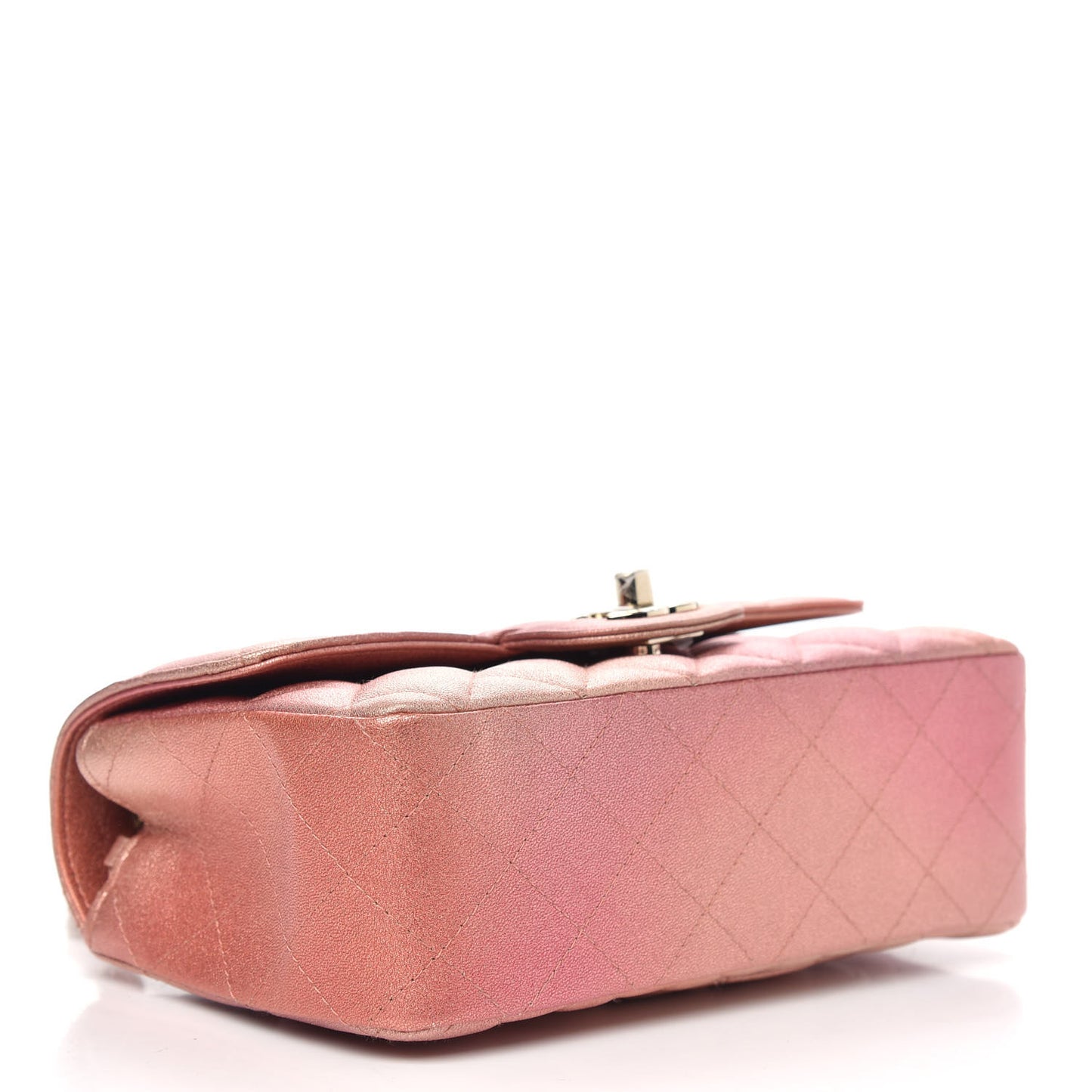 Metallic Lambskin Quilted Ombre Mini Rectangular Flap Pink