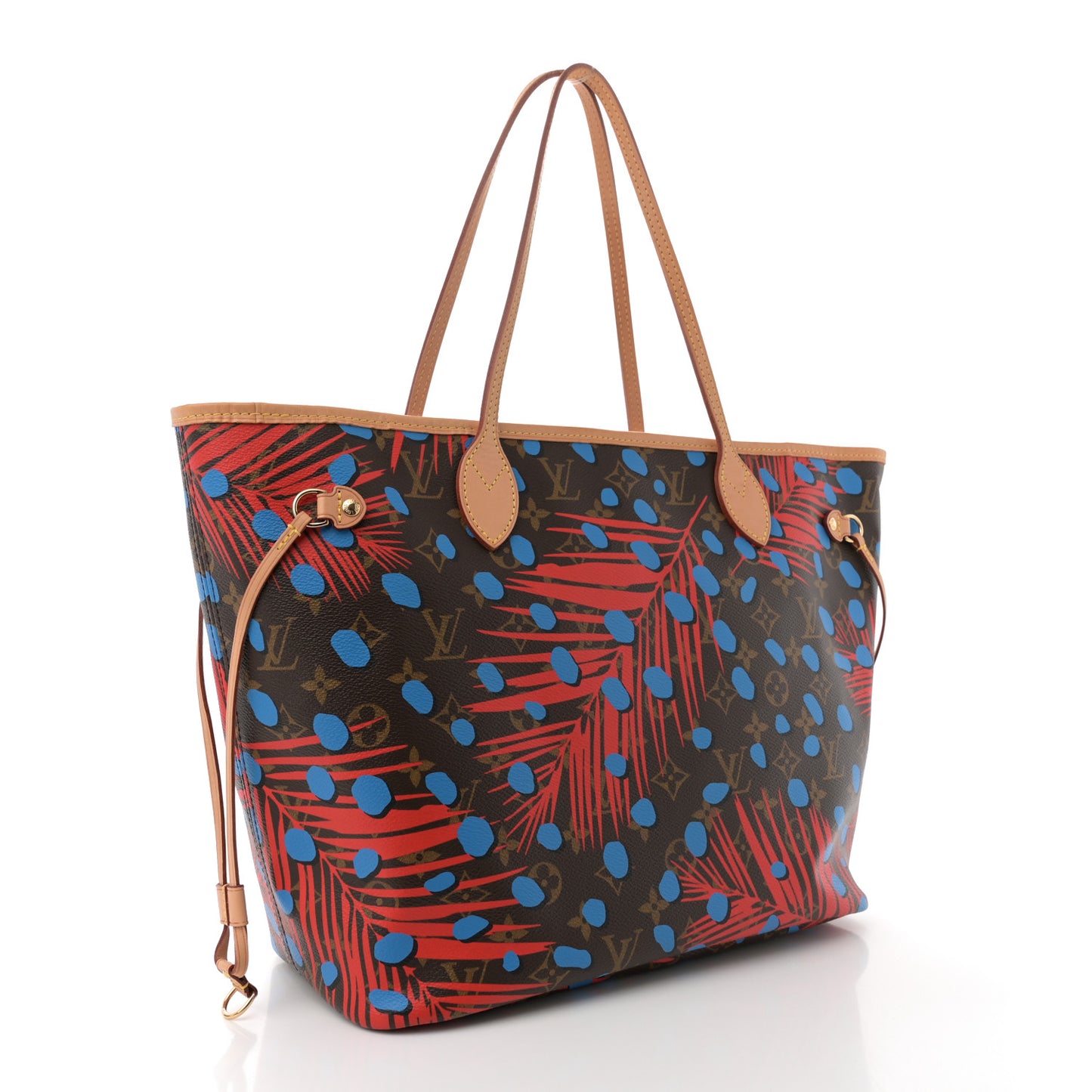 Monogram Jungle Dots Neo Neverfull MM Coquelicot Denim