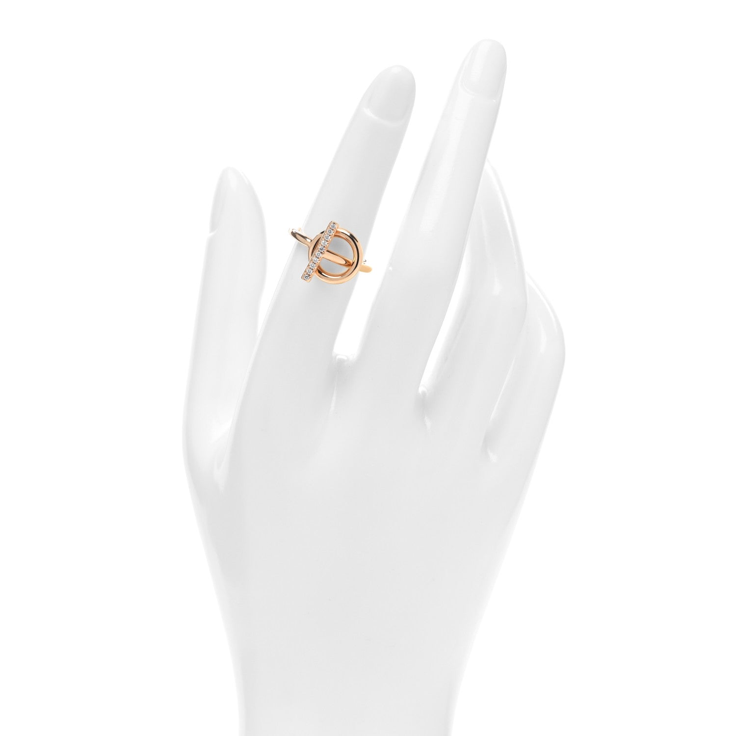 Hermes 18K Rose Gold Diamond PM Echappee Ring 51 5.75 2 of 5