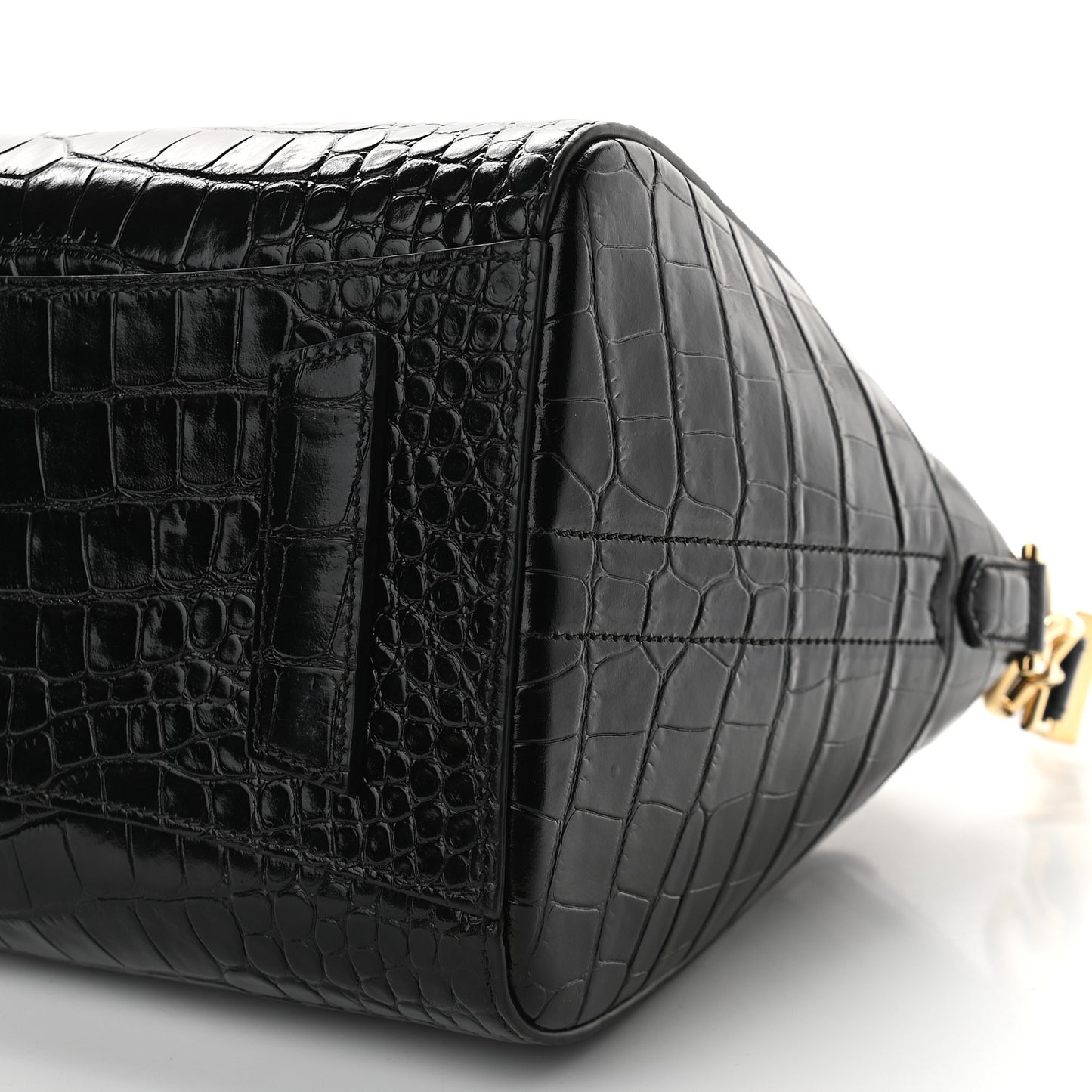 Calfskin Crocodile Embossed Small Antigona Black