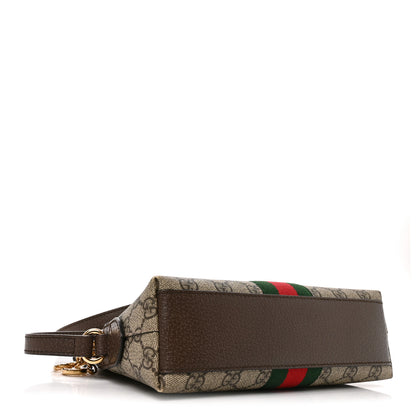 Gucci GG Supreme Monogram Textured Dollar Calfskin Web Small Ophidia Dome Shoulder Bag Beige Ebony New Acero 4 of 10