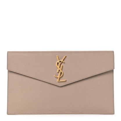 Saint Laurent Grain De Poudre Uptown Pouch Dark Beige 1 of 10