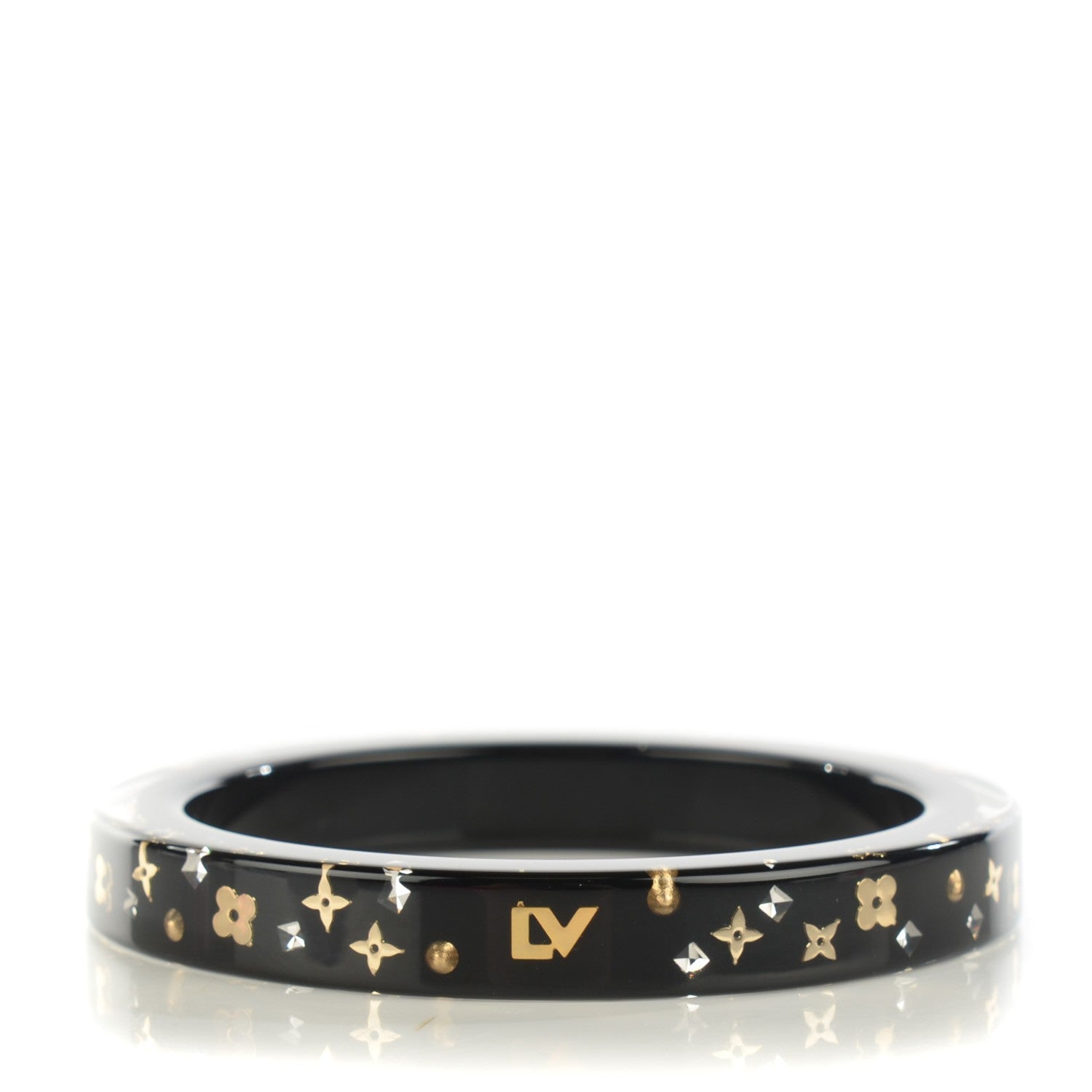 Louis Vuitton Resin Swarovski Inclusion Art Deco TPM Bracelet Black S+ 1 of 3