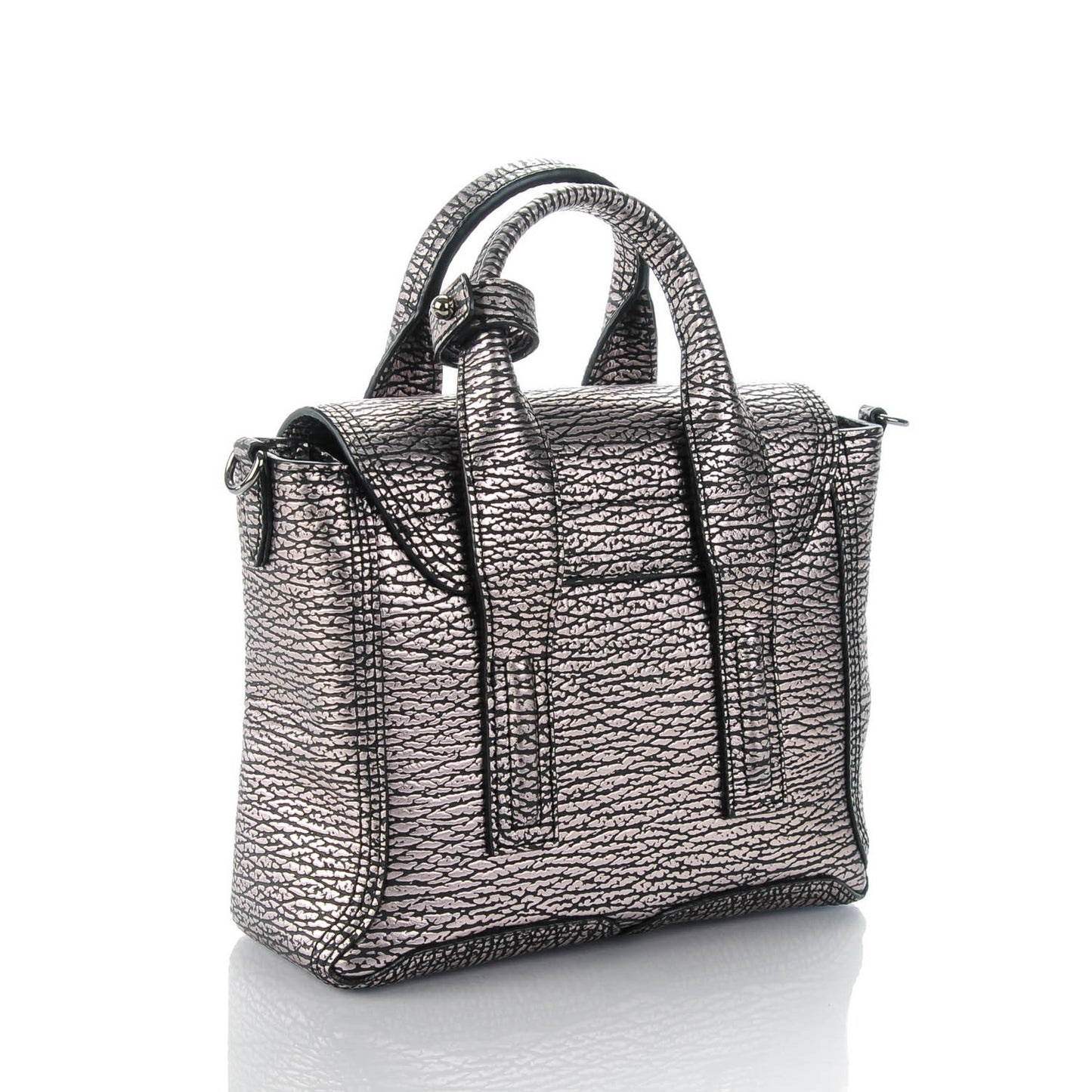 3.1 Textured Calfskin Mini Pashli Satchel Black Mauve