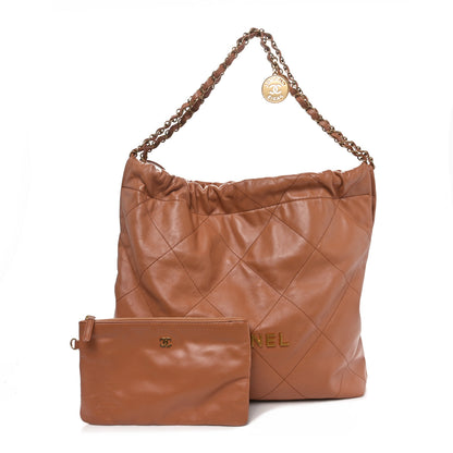 Chanel Shiny Calfskin Quilted Chanel 22 Brown 2 of 11
