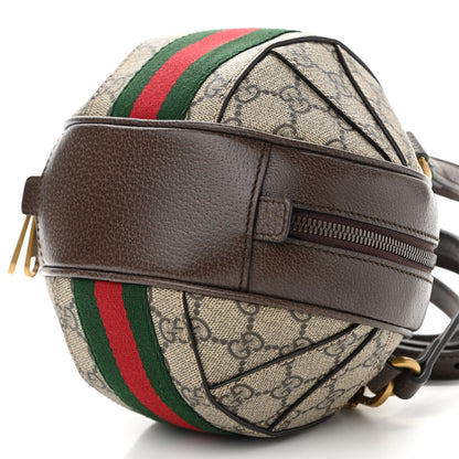 Gucci GG Supreme Monogram Textured Dollar Calfskin Web Mini Ophidia Basketball Shaped Shoulder Bag Beige Ebony New Acero 11 of 11