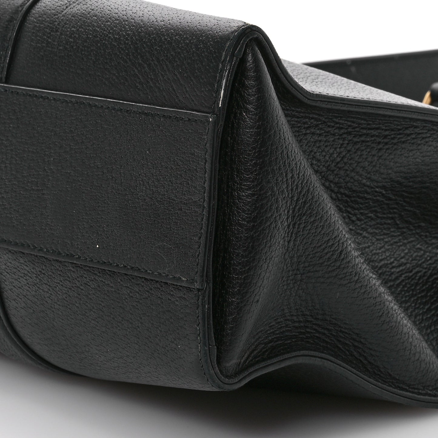 Grained Calfskin Web Top Handle Tote Black