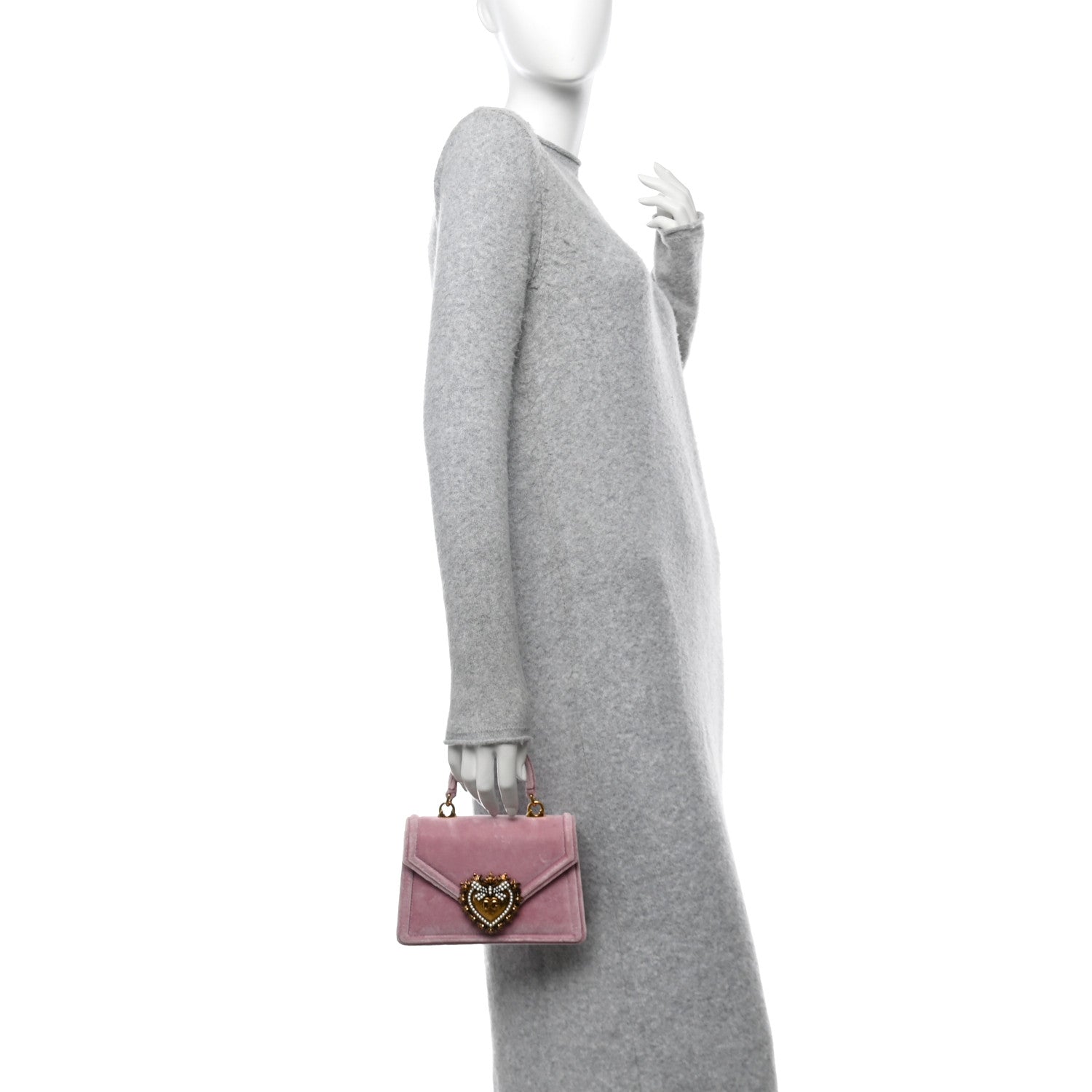 Dolce & Gabbana Velvet Small Devotion Envelope Top Handle Bag Pink 2 of 9