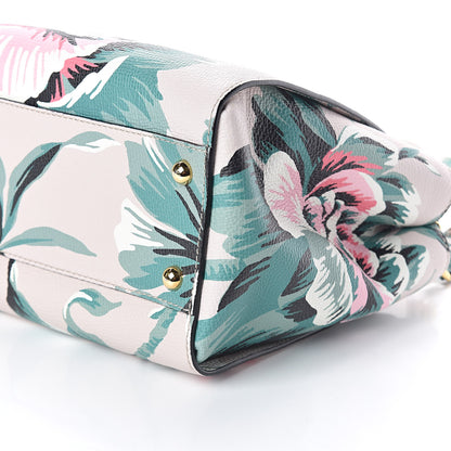 Burberry Soft Grain Calfskin Floral Print Medium Buckle Tote Natural Emerald Green 8 of 8