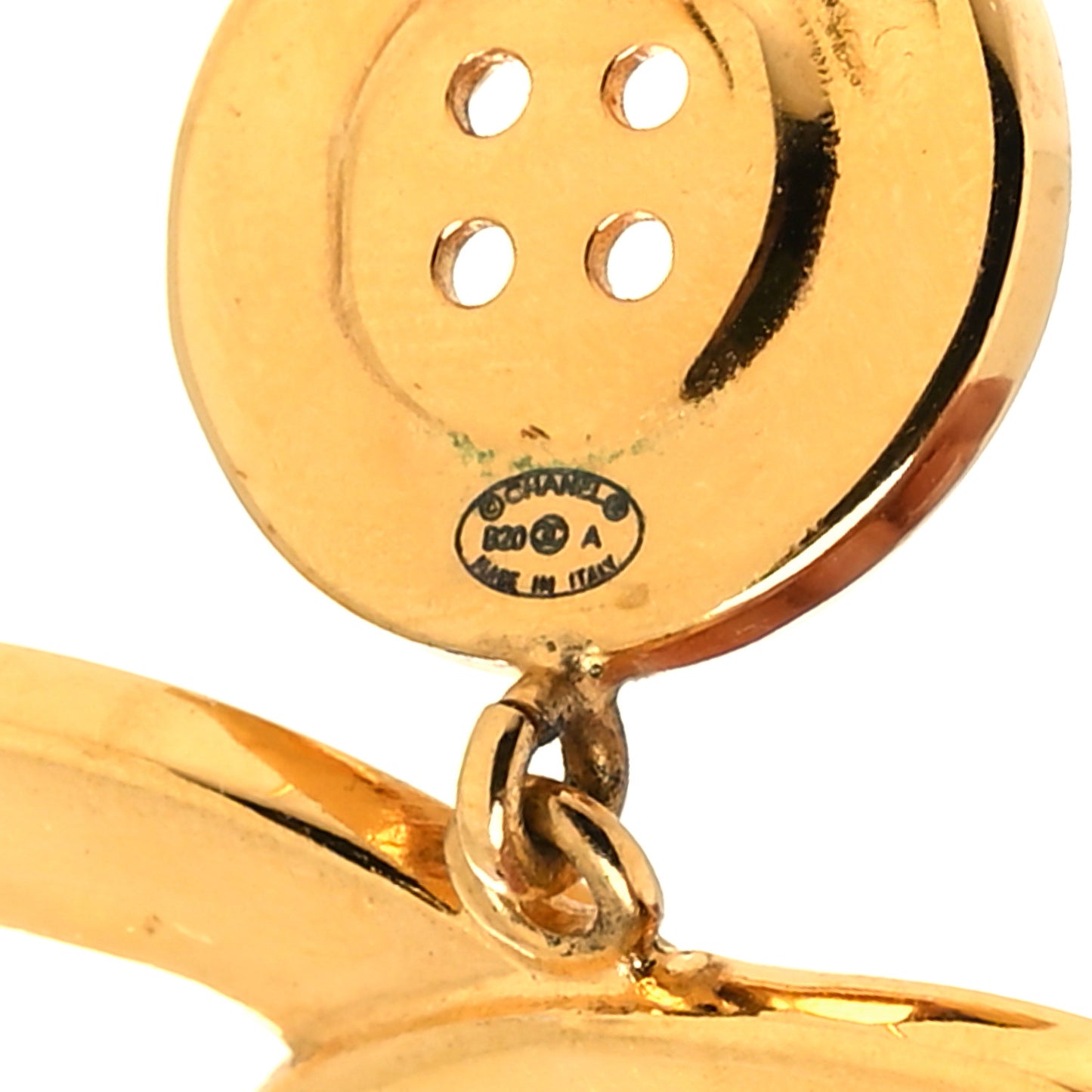 Metal Large Paris Button Earrings Gold