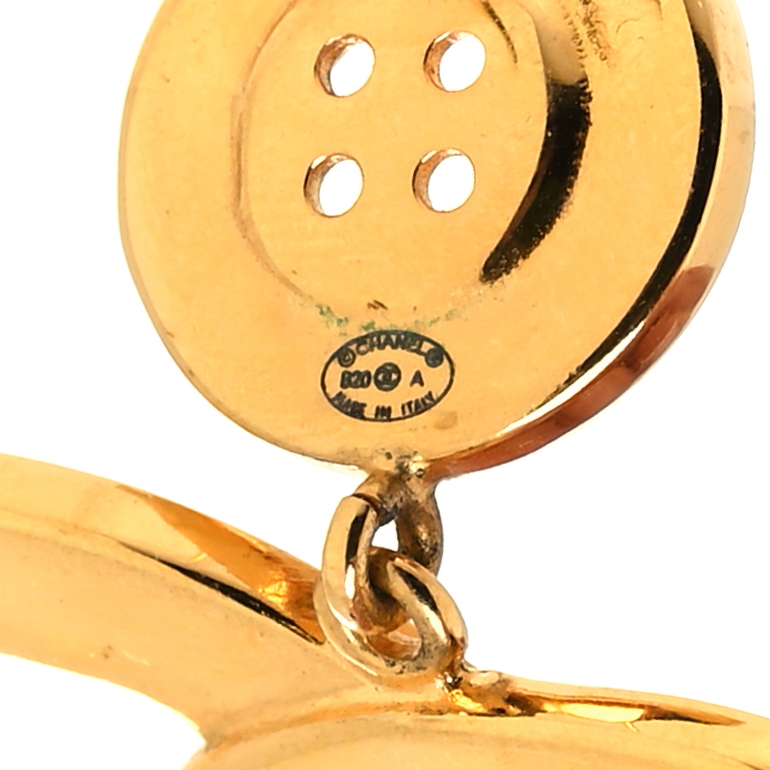 Chanel Metal Large Paris Button Earrings Gold 4 of 4