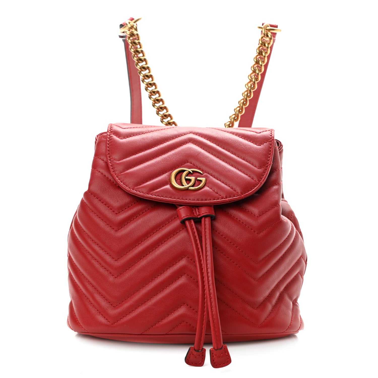 Gucci Calfskin Matelasse GG Marmont Flap Backpack Hibiscus Red 1 of 11