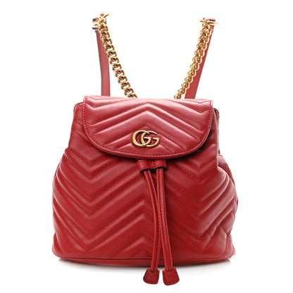 Gucci Calfskin Matelasse GG Marmont Flap Backpack Hibiscus Red 1 of 11