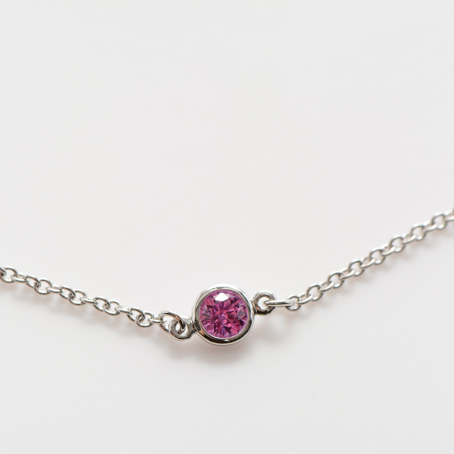 Tiffany Platinum Pink Sapphire Elsa Peretti Color By The Yard Bracelet 3 of 5