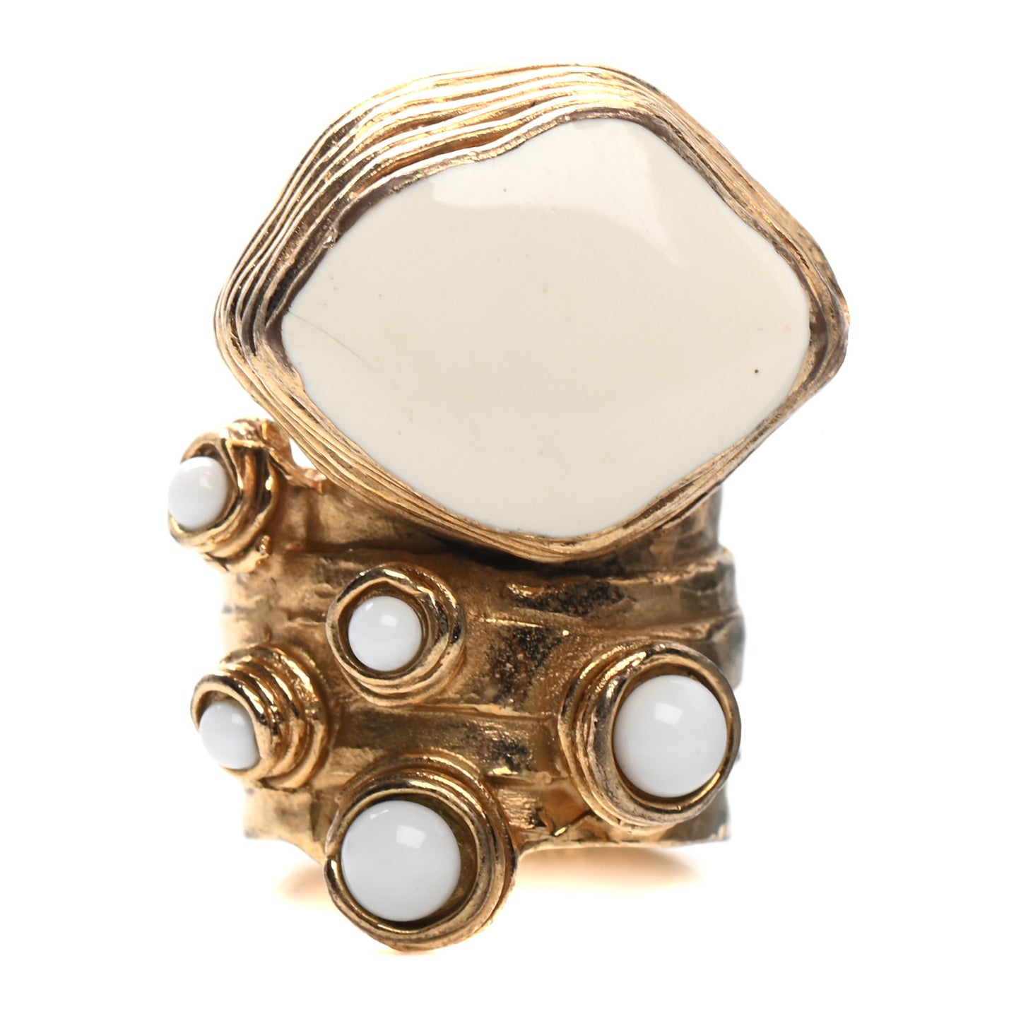 Enamel Arty Ring 6 Gold White