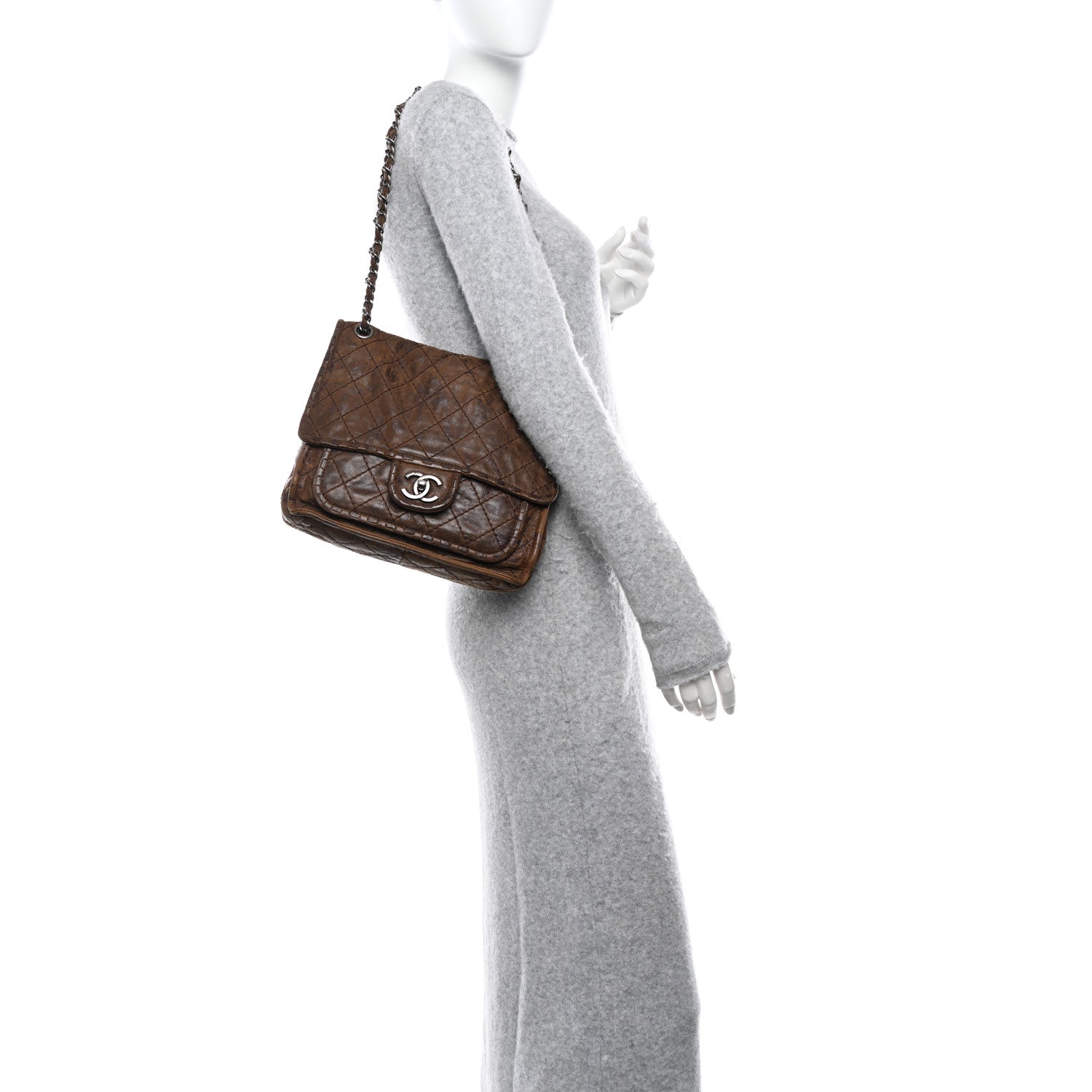 Chanel Aged Crumpled Calfskin Small Vintage Flap Brown 2 of 10