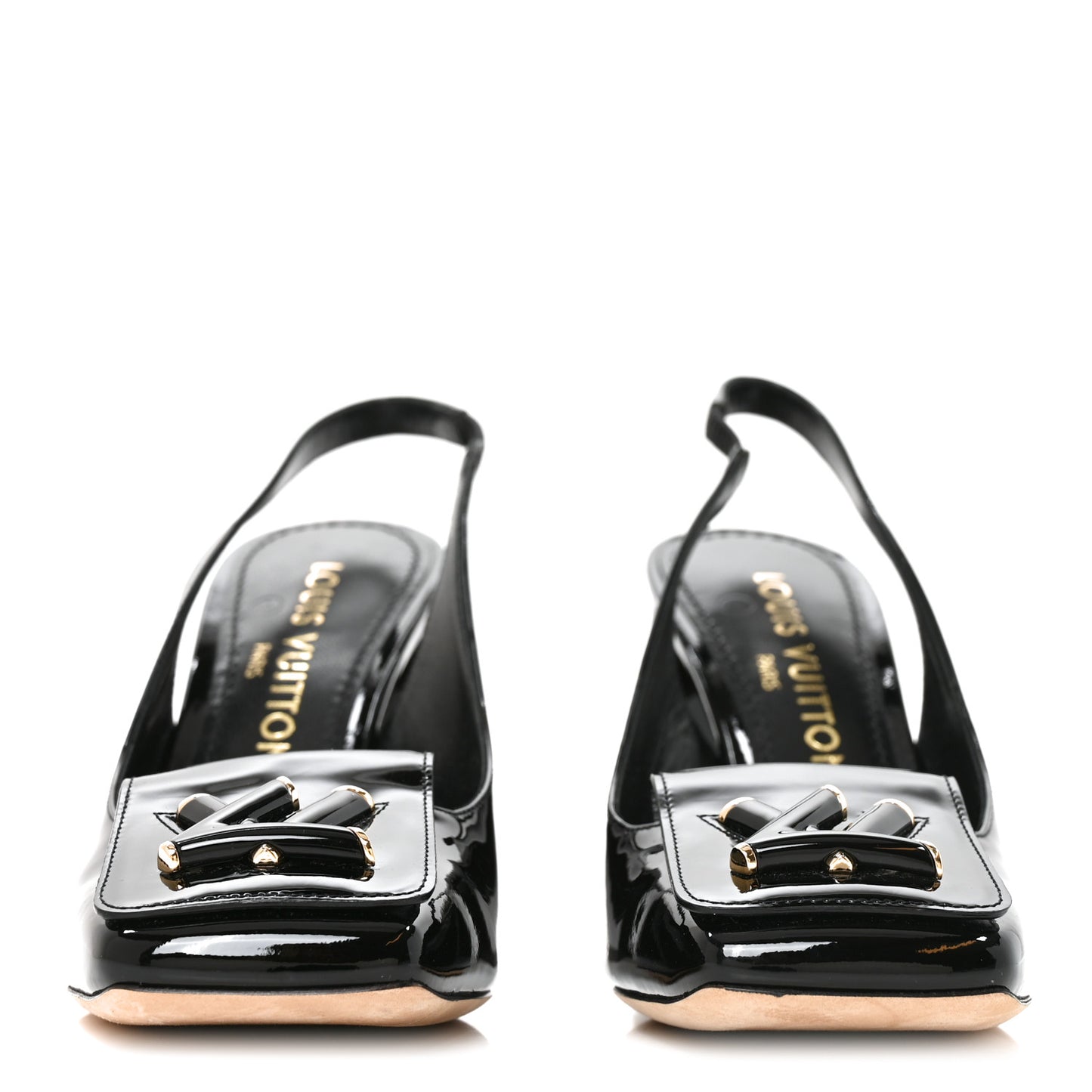 Patent Calfskin Shake Slingback Pumps 37 Black