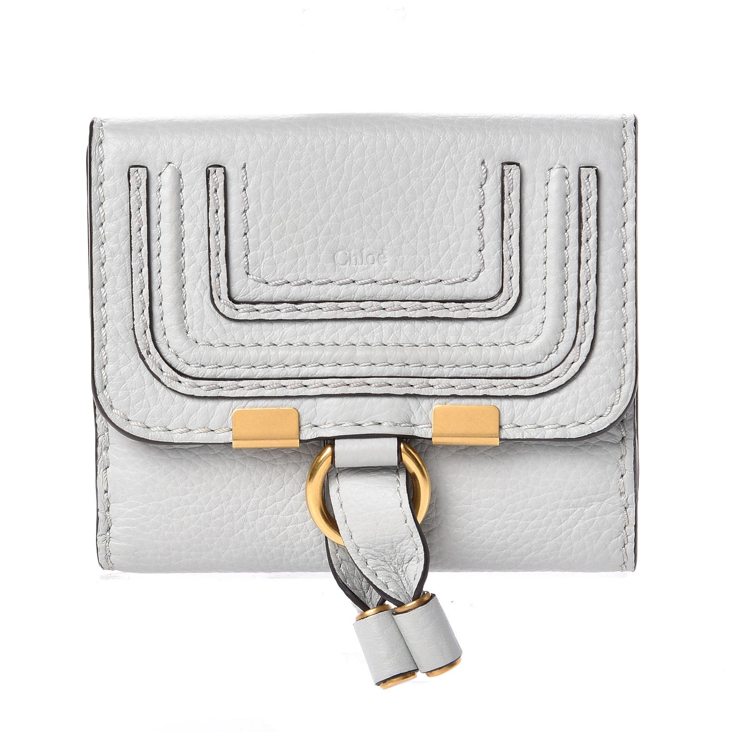 Grained Calfskin Marcie Square Wallet Atoll Blue
