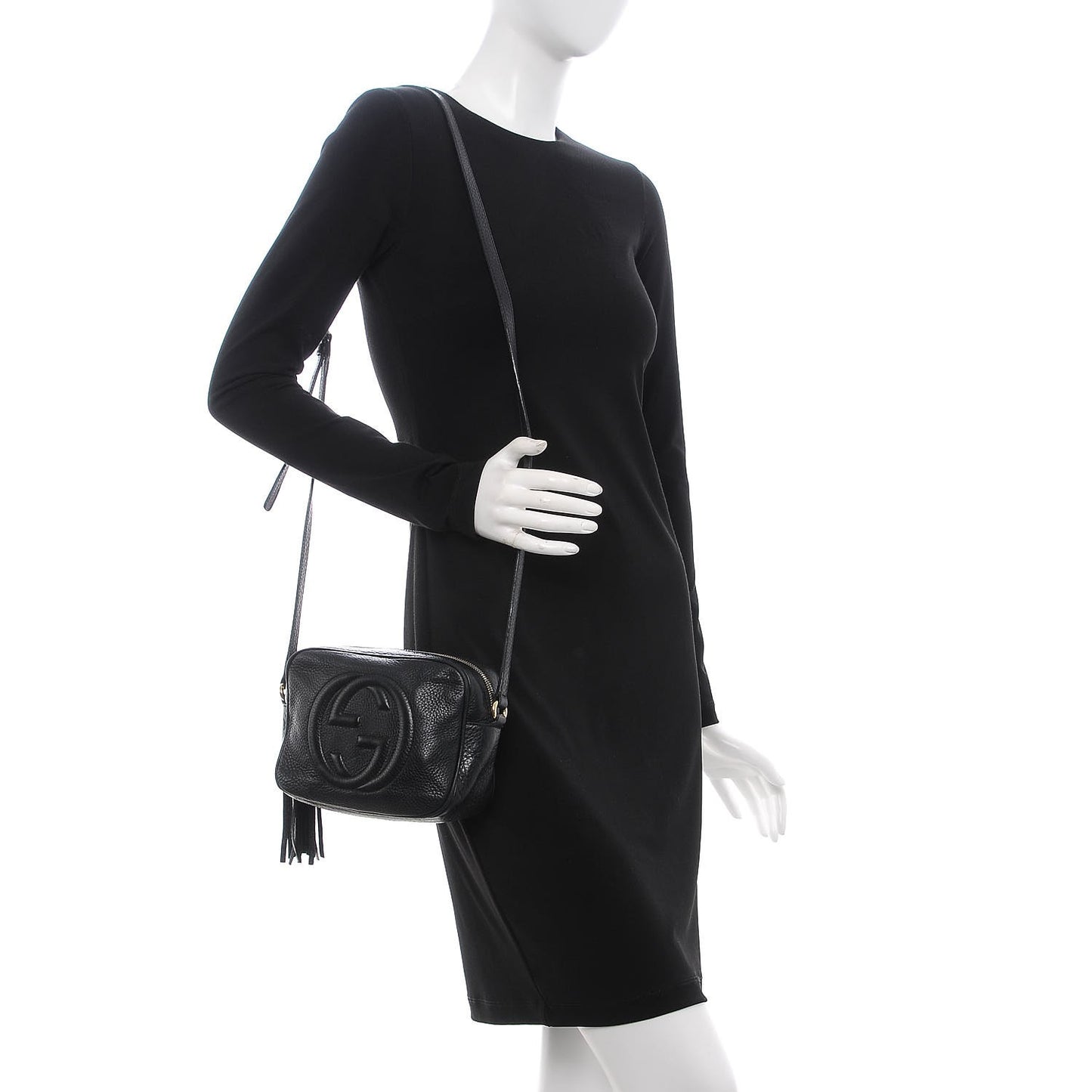 Pebbled Calfskin Small Soho Disco Bag Black